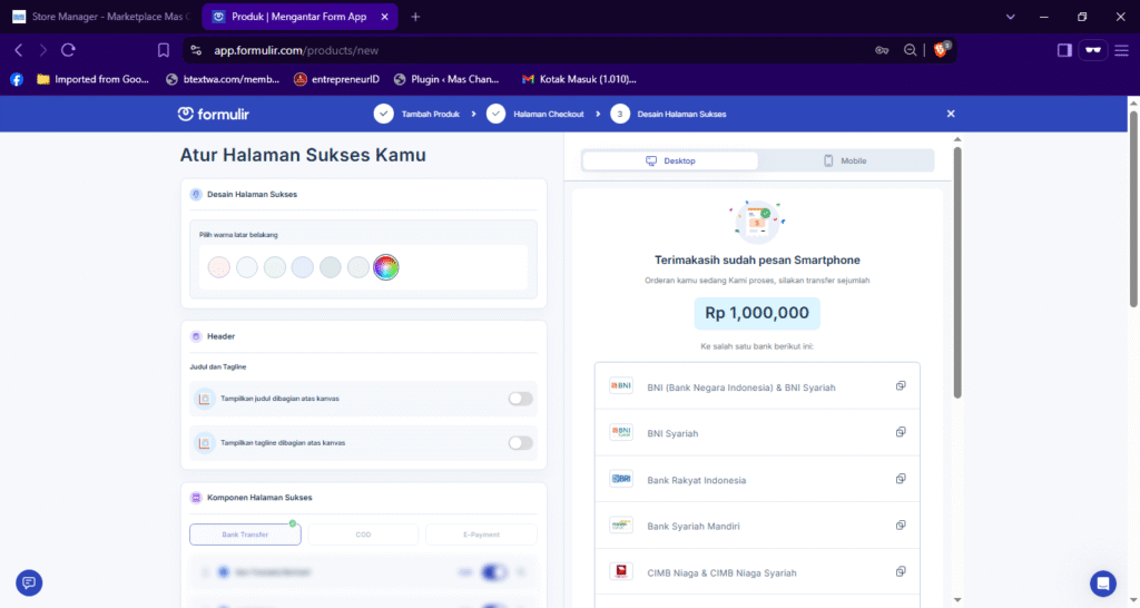 sesi desain halaman sukses