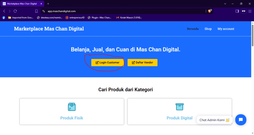 Login ke Dashboard Vendor